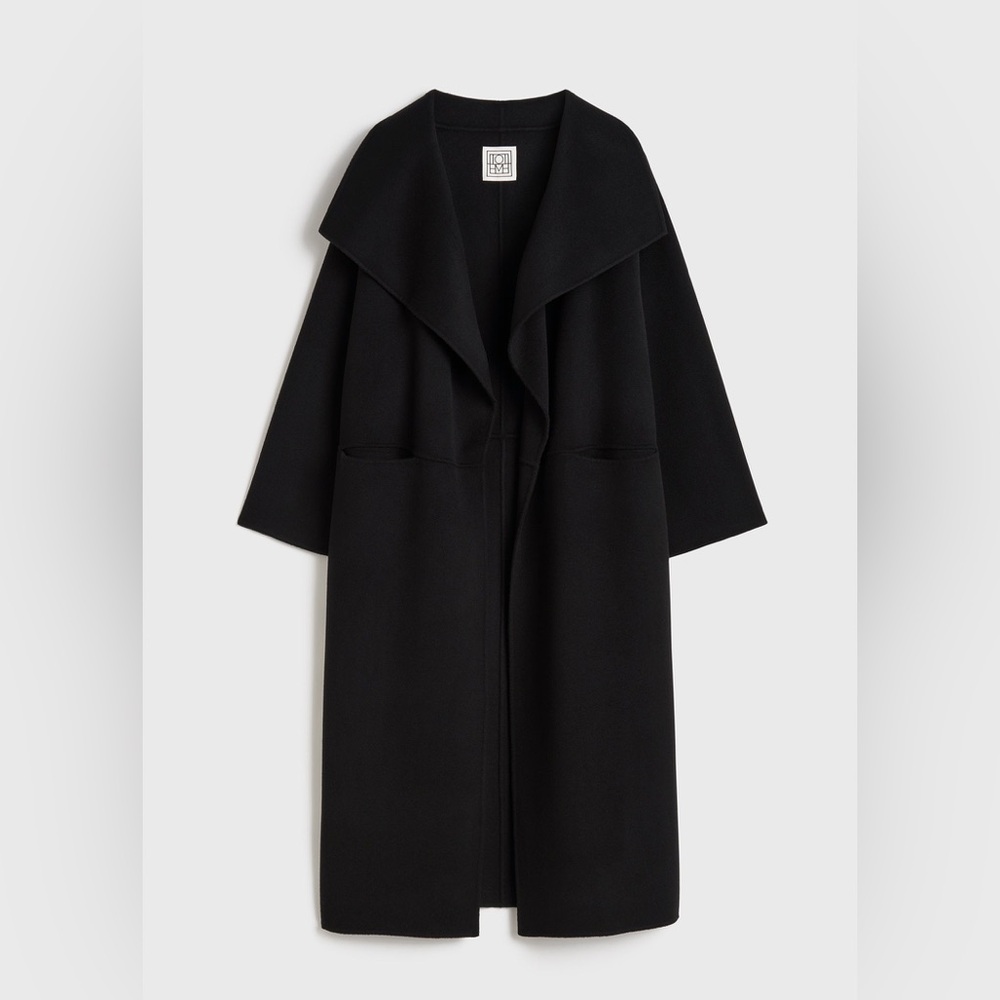 New Toteme Signature Wool Cashmere Coat In Black Size Medium - Picture 6 of 14